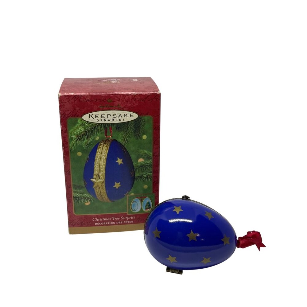 VTG‎ Hallmark Keepsake Ornament Christmas Tree Surprise Porcelain Egg Shaped 3"